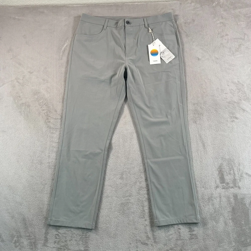 Vuori Meta Pants Men 34x27 Driftwood Athletic Slim Fit 5-Pocket Stretch NWT $128